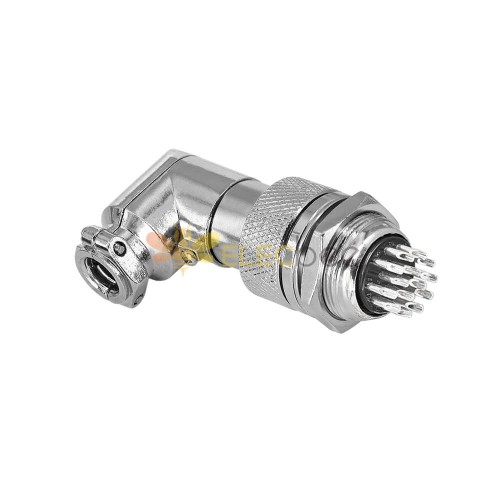 GX20 14 Pin Angled Connector Female Plug Aviation Wire Connector Metal Male Socket Back Mount Solder Cup