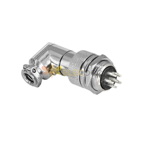 GX20 6 Pin Angled Female Connector Aviation Plug Wire Connector Metal Male Socket Back Mount Solder Cup