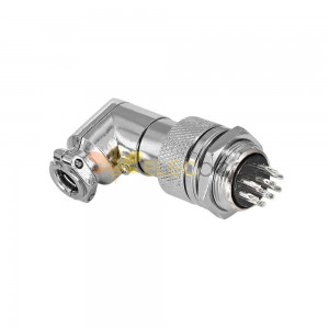 GX20 Aviation Wire Connector 9 Pin Angled Female Plug Metal Male Socket Back Mount Solder Cup