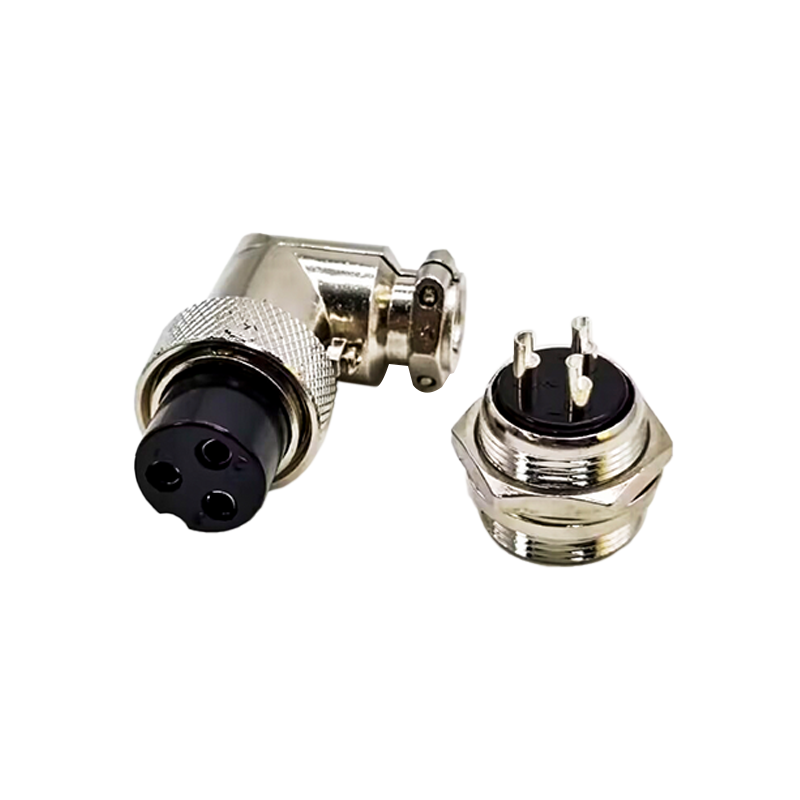 GX20 Connector 3 Pin Angled Female Plug Aviation Wire Connector Metal Male Socket Back Mount Solder Cup