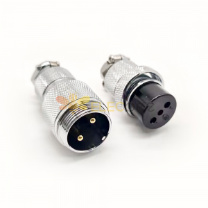 Dairesel Metal Kabuk Konnektörleri GX25-2 pin Alın Eklemli Erkek ve Dişi Düz Fiş