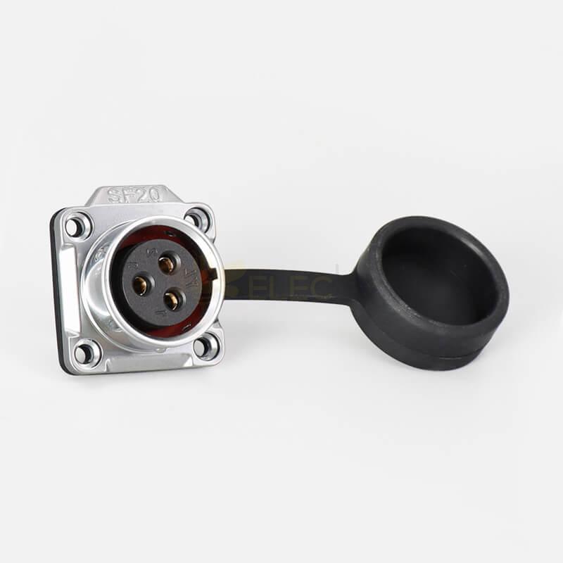 SF20-3 Pin Waterproof Plug+Socket 4-Hole Flange Metal Aviation Circular Quick Push-Pull Industrial