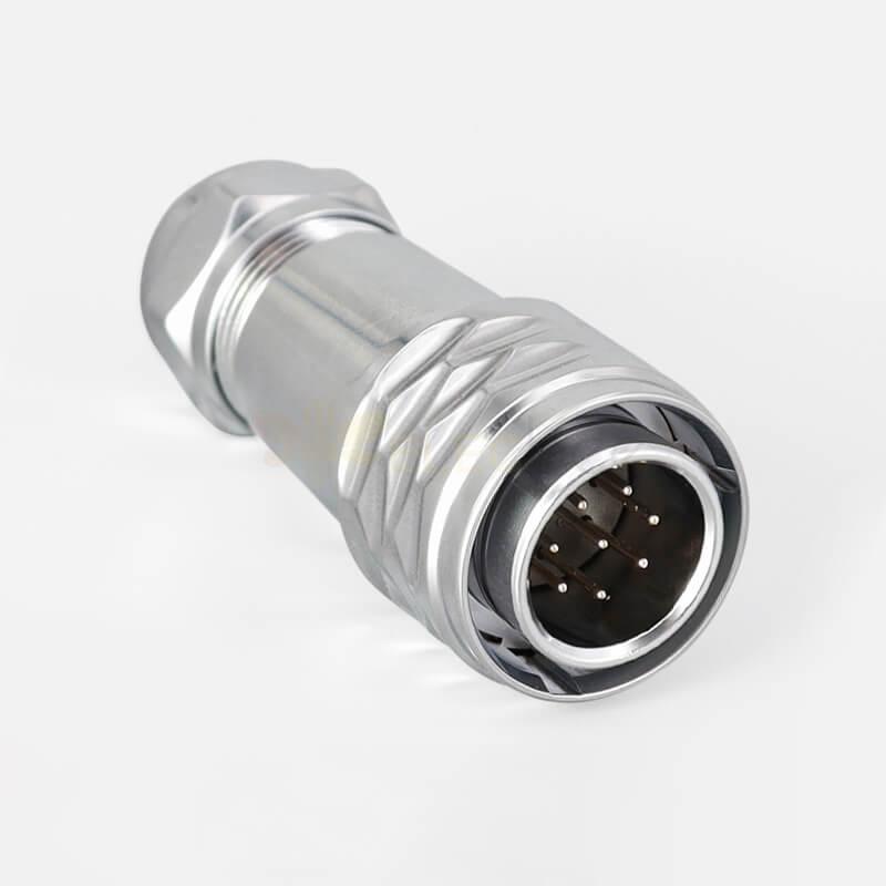 SF20-8 Pin Plug + Socket 4-Hole Flange مقاوم للماء معدن طيران سريع دفع-سحب دائري صناعي