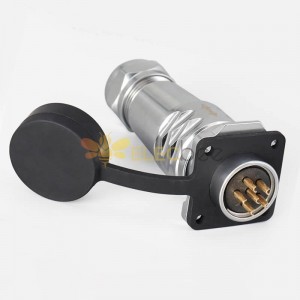 SF20-6 Pin Plug+Socket Impermeable Brida de 4 orificios Metal Aviación Quick Push-Pull Circular Industrial