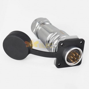 Sf20-9 Pin Waterproof Plug+Socket 4-Hole Flange Aviation Circular Quick Push-Pull Industrial Metal