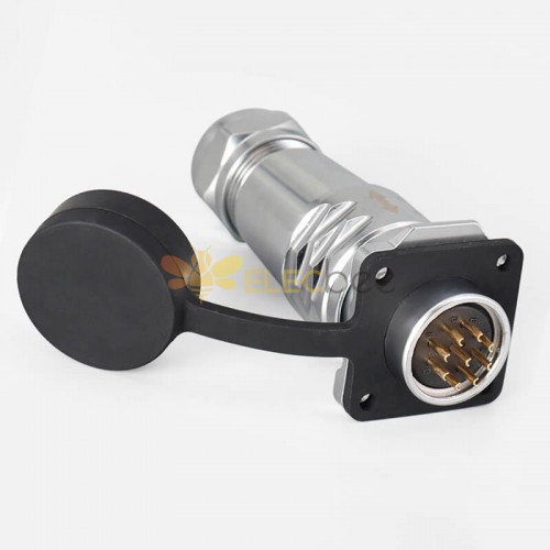 Sf20-9 Pin Waterproof Plug+Socket 4-Hole Flange Aviation Circular Quick Push-Pull Industrial Metal