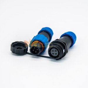 SP连接器SP13对接式4芯直式公插头母插头防尘防水连接器接线焊接
