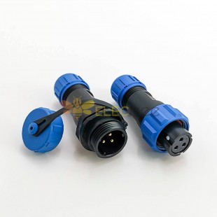 防水連接器對接款 SP13替代电蜂母插頭+公對接插座電纜3芯
