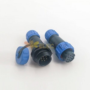 连接器SP13针孔防水SP13-7芯 对接户外照明防水连接器母插头+公对接插座对接款7芯