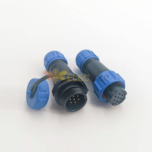 Waterproof Connectors IP68 Connectors SP13 Series 7 pin in line Female Plug & Male Socket straight With Waterproof Cover