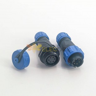 防水航空插头塑胶航空插头SP13蓝色IP68 6芯公插头+母对接插座6芯对接款