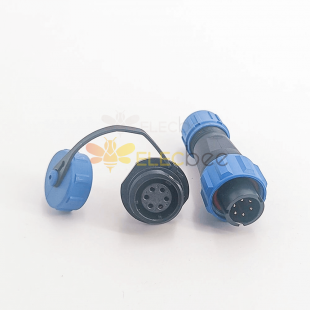 防水航空插头插座 SP17塑料IP68 防水航空插连接器6芯公插头+母后螺母插座