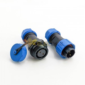 防水連接器LD16公插頭+母插座2芯對接款一對直式