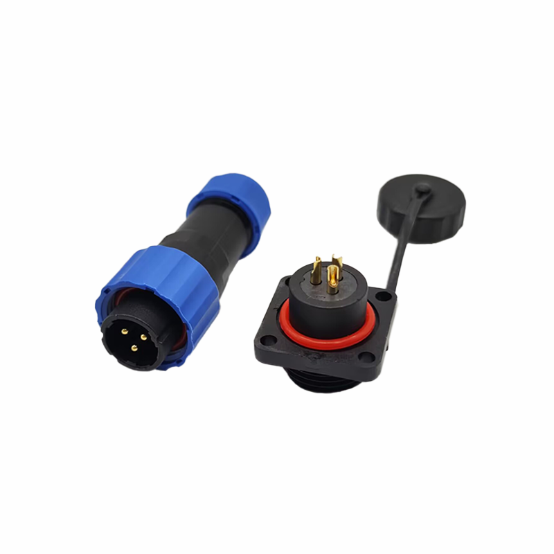 SP17 Series 3 pin male Plug & FeMale Socket 4 hole flange panel mount SP17 Connector