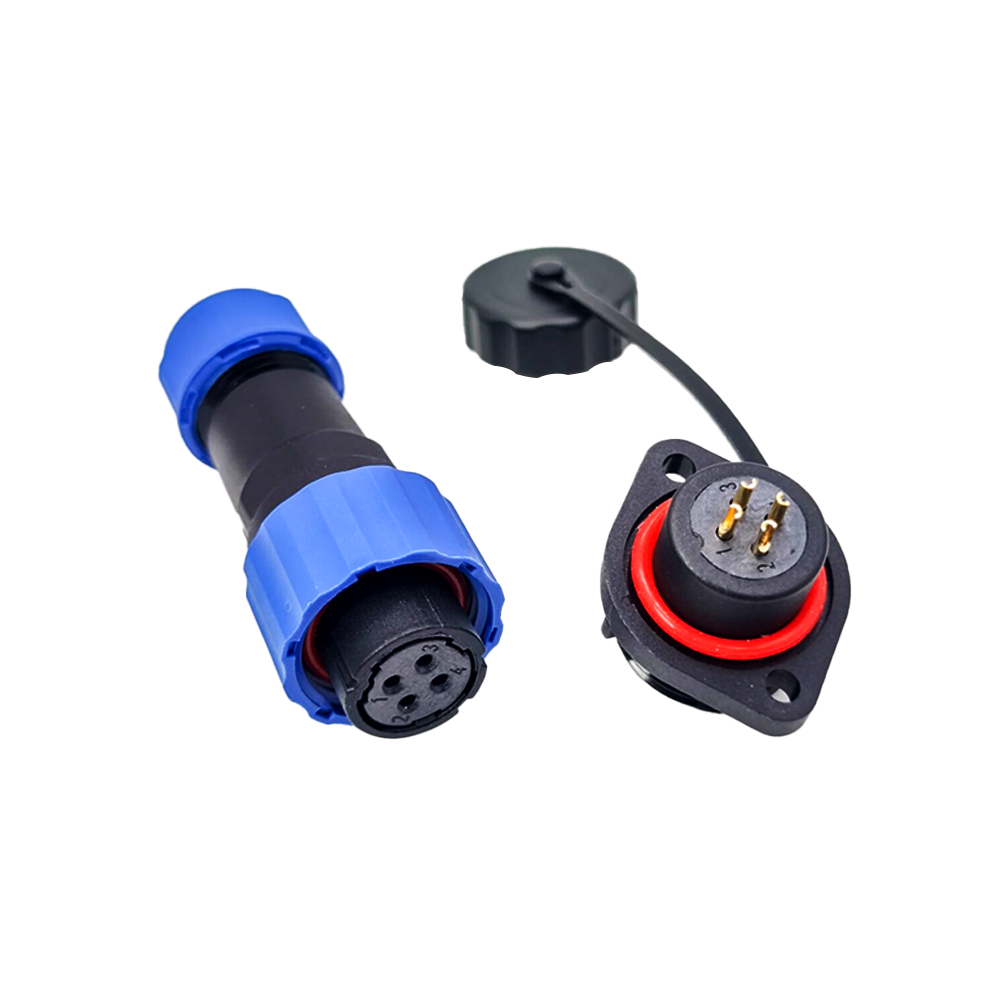 Waterproof solder Connectors SP17 Series 4 pin Female Plug & Male 2 Hole Flange Socket Waterproof Connectors