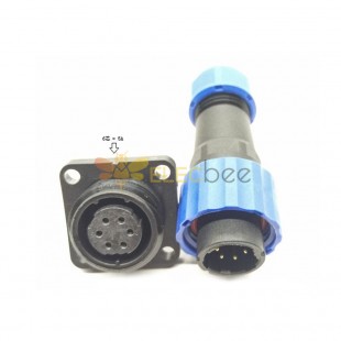 Elecbee Connector male Plug & FeMale Socket 4 hole flange panel mount SP17 6 pin Connector