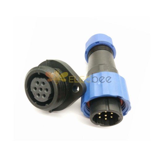 Elecbee IP68 Connector SP17 male Plug & FeMale Socket 2 hole flange panel mount SP17 7 pin Connector