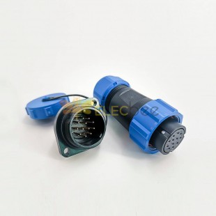 12 Pin Connector Waterproof Female Plug & Male Socket 2 Holes Flange Panel Mount Solder Type SP21 Series