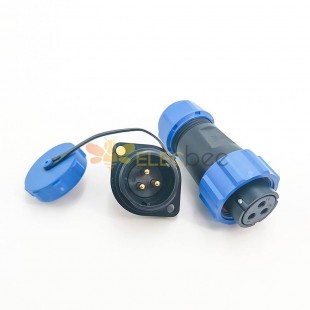 3 Pin Connectors Waterproof Female Plug & Male Socket 2 Holes Flange Panel Mount Solder Type SP21 Series