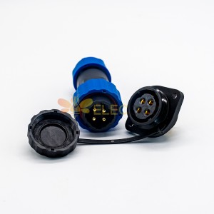 4 针连接器防水公插头和母插座 2 孔法兰面板安装焊接类型 SP21 系列