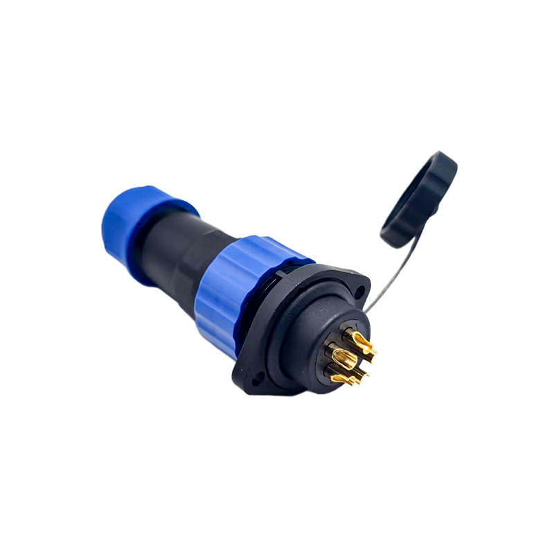 5 针防水连接器母插头和公插座 2 孔法兰面板安装焊接型 SP21 系列