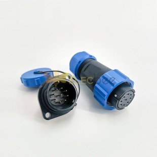 Conector de 9 pinos à prova d'água fêmea plug & soquete macho 2 furos flange montagem em painel de solda tipo SP21 Series