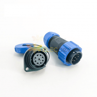 9 Pin Connector Waterproof Male Plug & Female Socket 2 Holes Flange Panel Mount Solder Type SP21 Series