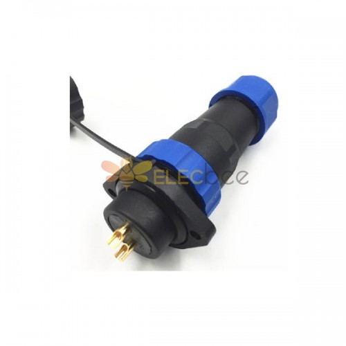 Circular Cable Connectors 10 Pin Plug and 2 Hole Flange Socket Waterproof Connector