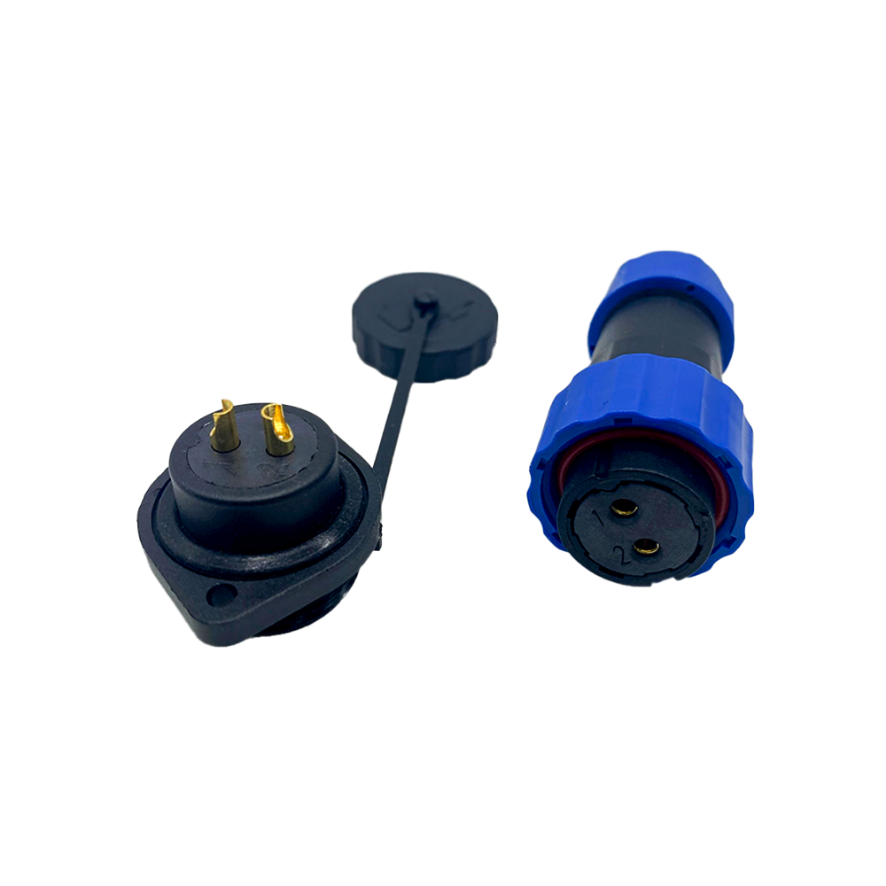 Elecbee 4 针连接器防水母插头和公插座 2 孔法兰面板安装焊接型 SP21 系列