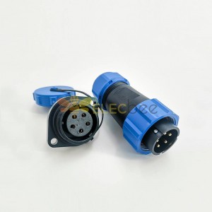 SP21 5 针连接器防水公插头和母插座 2 孔法兰面板安装焊接类型 SP21 系列