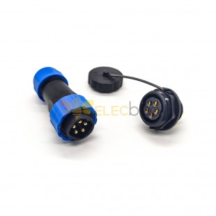 Waterproof electrical SP21 Series IP68 5 Pin Male Plug & Female socket Rear-nut Mount Straight Aviation Connector