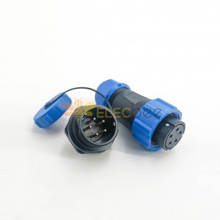 Waterproof electrical SP21 Series IP68 Female Plug & Male Socket Rear-nut Mount Straight SP21-5 Pins Aviation Connector