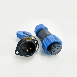 Elecbee 5 針連接器防水母插頭和公插座 2 孔法蘭面板安裝焊接型 SP21 系列