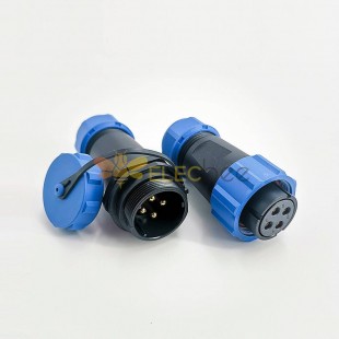 Elecbee SP21 系列 IP68 防水連接器 4 針直插母插頭和公插座 SP21-4 針連接器