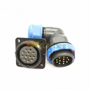 Waterproof electrical Connectors SP29 12Pin Angled Plug&Socket 4 Hole Flange