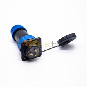 Elecbee SP29 Series 3 pin Straight Plug&Socket 4 Hole Flange