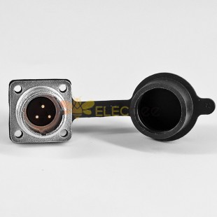 고무 먼지 캡이 있는 케이블용 TP12 3 핀 남성 소켓 4 구멍 플랜지 커넥터 솔더 컵
