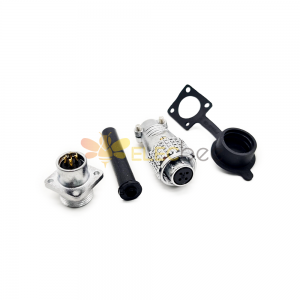 TP12 4 Pin Aviation Connector Female Plug And Male Socket 4 Hole Flange With Rubber Dust Cap