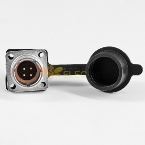 TP12 4 Pin Male Socket 4 Отверстие Фланцевый соединитель Чашка припоя для кабеля с резиновым пылезащитным колпачком