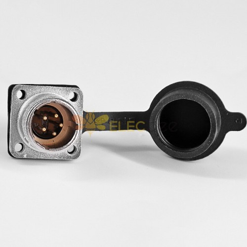 고무 먼지 캡이 있는 케이블용 TP12 5 핀 남성 소켓 4 구멍 플랜지 커넥터 솔더 컵