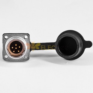 고무 먼지 캡이 있는 케이블용 TP12 6 핀 남성 소켓 4 구멍 플랜지 커넥터 솔더 컵