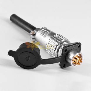 TP12 7 Pin Aviation Connector Female Plug And Male Socket 4 Hole Flange With Rubber Dust Cap
