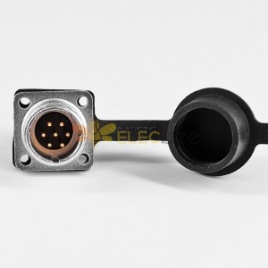TP12 7 Pin Male Socket 4 Отверстие Фланцевый разъем Припой для кабеля с резиновым пылезащитным колпачком