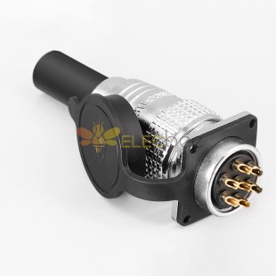 7 Pin TP28 Circular Female Plug and Male Socket with 4 Hole Square Flange Wire Cable Connector