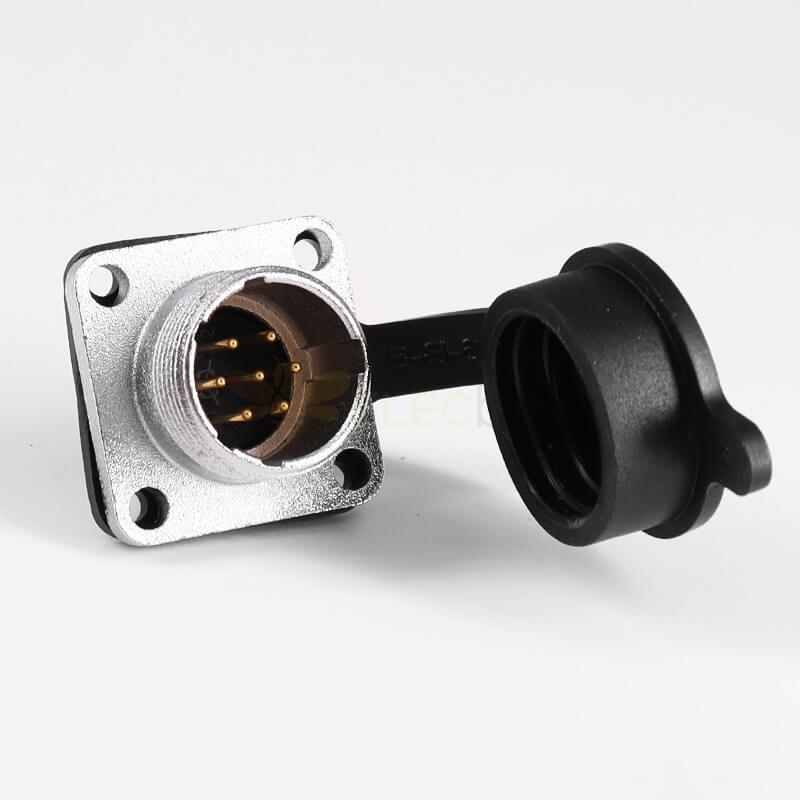 TP16 7 Pin Circular Female Plug and Male Socket with 4 Hole Square Flange Wire Cable Connector
