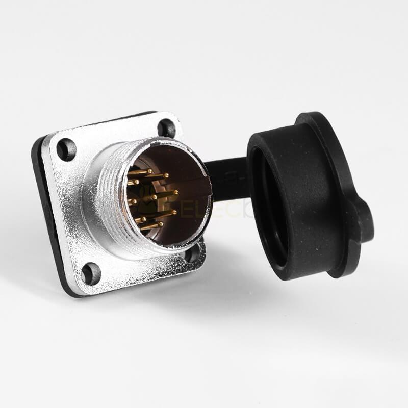 銅芯鍍銀TP16 9芯連接器航空插頭方形法蘭插頭插座
