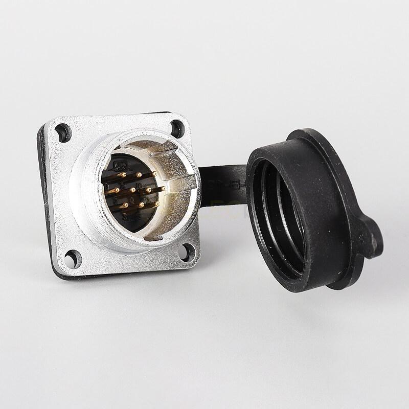 TP20 10 Pin Circular Male and Female with 4 Hole Square Flange Wire Cable Connector