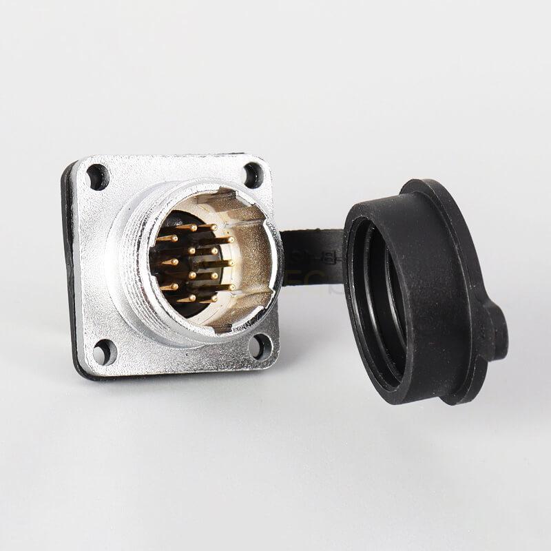 铜芯镀银TP20 14芯连接器航空插头方形法兰插头插座