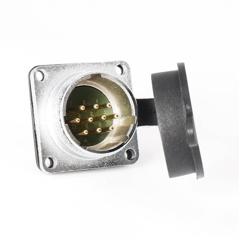 銅芯鍍銀TP24 10芯航空連接器插頭方形座法蘭插座面板安裝