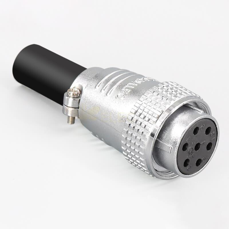 7 Pin TP28 Circular Female Plug and Male Socket with 4 Hole Square Flange Wire Cable Connector